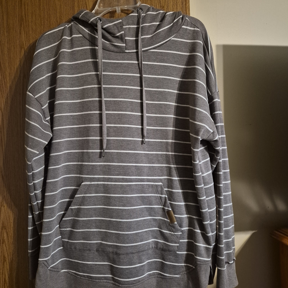 Maurices Gray Striped Hoodie